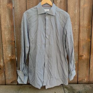 ETON Men’s Navy White Striped Long Sleeve Button Down Dress Shirt Size 43 17